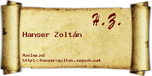 Hanser Zoltán névjegykártya